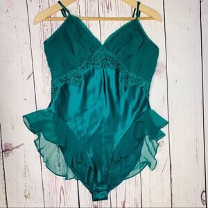 Victoria’s Secret VINTAGE dark green teddy sheer